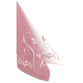 50 napkins flowers 40 x 40 cm fabric-like Airlaid Elegantia, colour: dusky pink