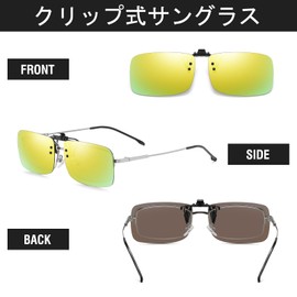 DUCO 8014 Clip-on Sunglasses, Polarized UV Protection, Flip-up, Fixed Type, For Wearing Over Glasses, For Women, gold, M