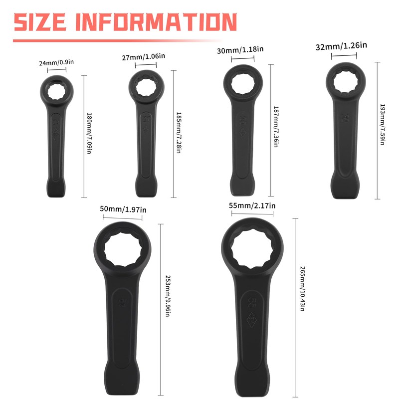 HCXUANWJTL 30mm Box End Striking Ring Wrench High Tensile Steel