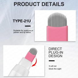 5 Pcs Disposable Microblading Pen Set – Precision Eyebrow Tattoo Tools with Multiple Blade Sizes – Ideal for Permanent Makeup Artists,& Eyebrow Shaping (White pen - Pink Flex-U21-5pcs)