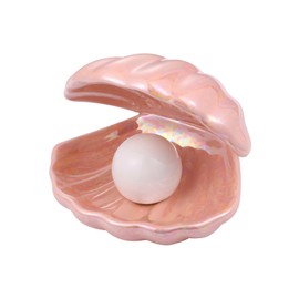 Clam Lamp Pearl 1Pcs Ceramic Shell Pearl Light LED Night Light Mood Shell Pearl Lamps Bedside Shell Lamp Tabletop Light for Kid Bedroom Living Room Christmas Decor Pink Shell Light