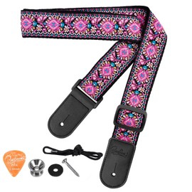 BestSounds Ukulele Strap, Jacquard Weave Adjustable Uke Mandolin Shoulder Straps for Adult & Kids, Ukulele Button Accessories(Pink)