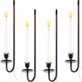 Retisee 4 Pcs Metal Wall Candle Sconce Holder Wall Mounted Candle Hanging for Fireplace Hallway Room Farmhouse Wedding [Put a Washer or a Piece of Wood Behind The Screw Holes]