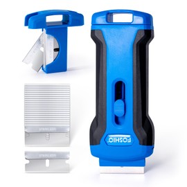 FOSHIO Razor Blade Scraper Tool with 20pcs Extra Stainless Steel Blades, Plastic Scraper for Glass Top Stove, Oven Door, Cooktop, Window, Glass Shower Doors, Remove Food Residue, Paint, Sticker