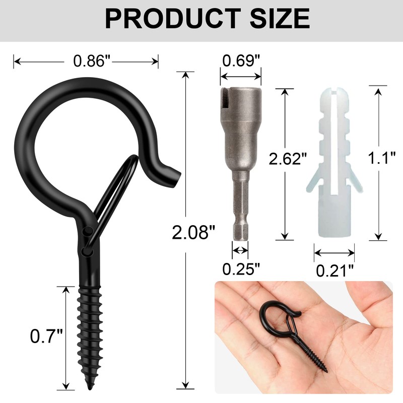 Q Hangers 100 Pack Screw-in Hooks for Outdoor String Lights,