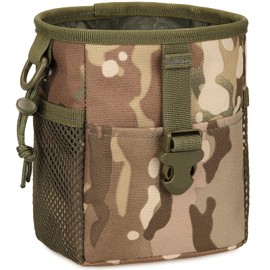 Protector Plus Tactical Drawstring Magazine Dump Pouch Military Slingshot Balls Storage Case Holster Small MOLLE Waist Bag Utility Gadget Gear Pack Tool Pocket EDC Belt Purse, CP