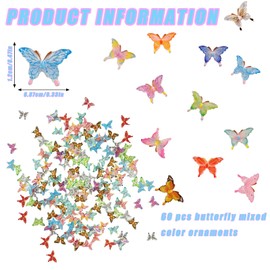 YSUY 60 PCS Mini Resin Animals Mixed, Printed and Dyed Butterfly, Tiny Resins Animal Mixed, Craft Butterflies, Small Resin Animals for DIY Fairy House, Dollhouse Décor, Tiny Animal for Crafts