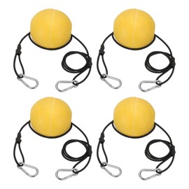 PATIKIL 4FT Float Rope Tow Line, 4 Set Heavy Duty Buoy Ball Float Leash with Stainless Steel Hook Drift Rope Marker Buoy Float Rope for Fishing Drift Jet-Ski Kayak Boat Accessories, Black