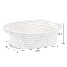 ABenkle Small Storage Basket, Mini Baby Basket, Cute Tiny Cotton Rope Woven Basket,Shelf Basket, Boho Decorative Toy Dog Cat Basket for Nursery, Kids Room, Spa, Empty Gift Basket - XS, White