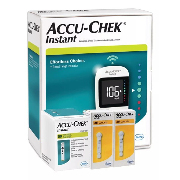 Accu-chek Glucómetro Instant Con 50 Tiras Y 50 Lancetas