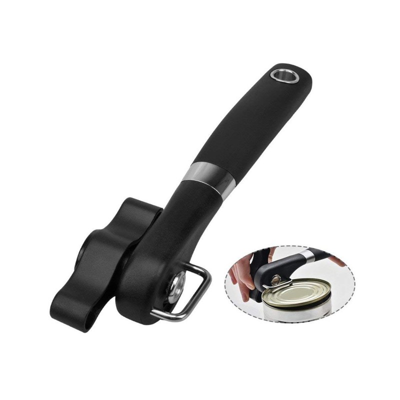 Dreampassing Stainless Steel Safety Ergonomic Swivel Can Opener (Black) ha427