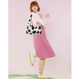 Kalidi Plush Handbag with Zip Cute Fluffy Crossbody Bag Women's Shoulder Bag for Plain Girls, beige