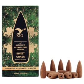 Conos de incienso de reflujo de hierba dulce, fuente de humo aromático, aroma a cascada, 50 unidades