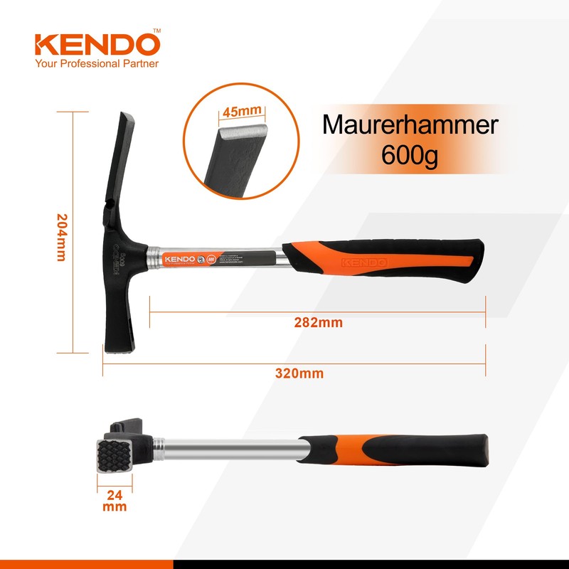 KENDO Mason's Hammer 600 g Berlin Shape Length 325 mm