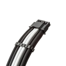 CableMod Universal Pro ModMesh Sleeved 12V-2x6 12VHPWR 90° StealthSense Direct PCIe Cable (Variant B, Black + White)
