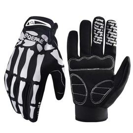 Azarxis Guantes Reflectantes de Esqueleto Hombres y Mujeres, Guantes de Calavera Que Brillan en la Oscuridad, Antideslizantes para Ciclismo,...       