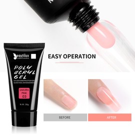 beautilux Sakura Pink Poly Nail Gel for Nails Extension, Quick Extention Poly Nail Gel Strengthener, 30ML/1fl.oz Pretty Color Long-Lasting and Easy to Use for DIY Salon