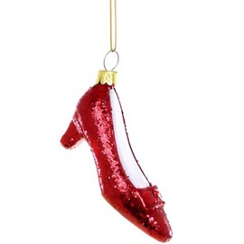 Cody Foster & Co Sparkling Ruby Red Slipper Ornament, Glitter Finish, 4 Inches