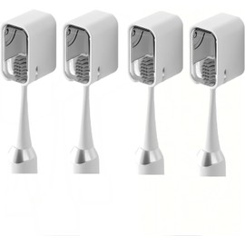 4 Piezas Porta Cepillo De Dientes para Baño, Portacepillos De Dientes con Tapa, Organizador De Baño Sin Perforación, Impermeable y con Ventilación, Color Gris
