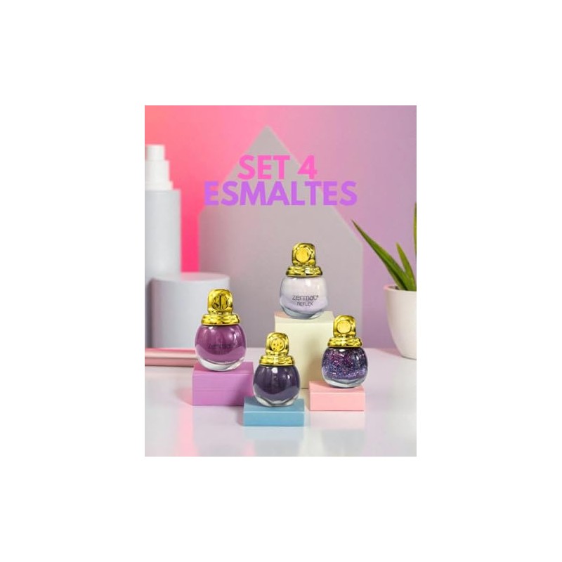 ZERMAT Set de 4 Esmaltes de Uñas Premium, Tonos Púrpura,