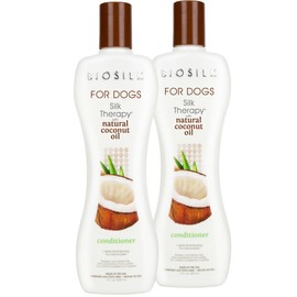 BioSilk for Dogs Silk Therapy Conditioner with Natural Coconut Oil | Coconut Oil Dog Conditioner from BioSilk for Dogs Pet Conditioner for Dogs, 12 Fl Oz - 2 Pack