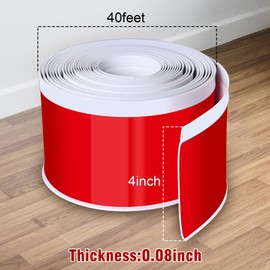 Vinyl Baseboard Molding Trim 4 Inch x 40 Feet Peel and Stick Baseboard Trim Flexible PVC Cove Base Moulding Self-Adhesive Trim for Garage Bathroom Cabinet Floor Walls, White