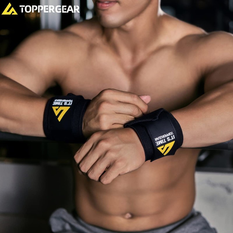 TOPPERGERA Wrist Wraps Professional High Weight Models (Hard Type, Black,