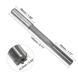 sourcing map Chucking Reamer 12.5mm, H7 HSS Lathe Machine Reamer 6 Straight Flutes, Round Shank Milling Cutting Tool, Metric Reaming Drill Bit for Stainless Steel Metal Hole