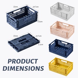 Ksvaye Pack of 4 Small Folding Boxes, Foldable Sturdy Plastic Basket, Storage Box, Shopping Box, Foldable Storage Box, Plastic Folding Box for Kitchen, Bathroom, Office, Bedroom, Classroom, Cupboard