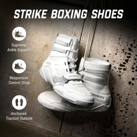 Hayabusa Strike Boxing Shoes for Men and Women - White, 8