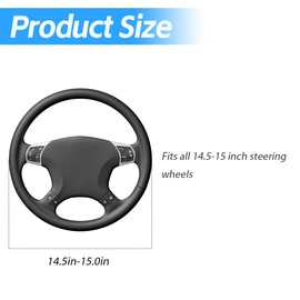 Fekey&JF Car Steering Wheel Cover, Universal Microfiber PU Leather Elastic 15 inch Stitching Color Anti-Slip Steering Wheel Protector, Auto Interior Protection Accessories for Men Women (Yellow)