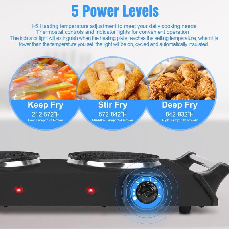 Moclever Portable Electric Stove – Double Burner Hot Plate with
