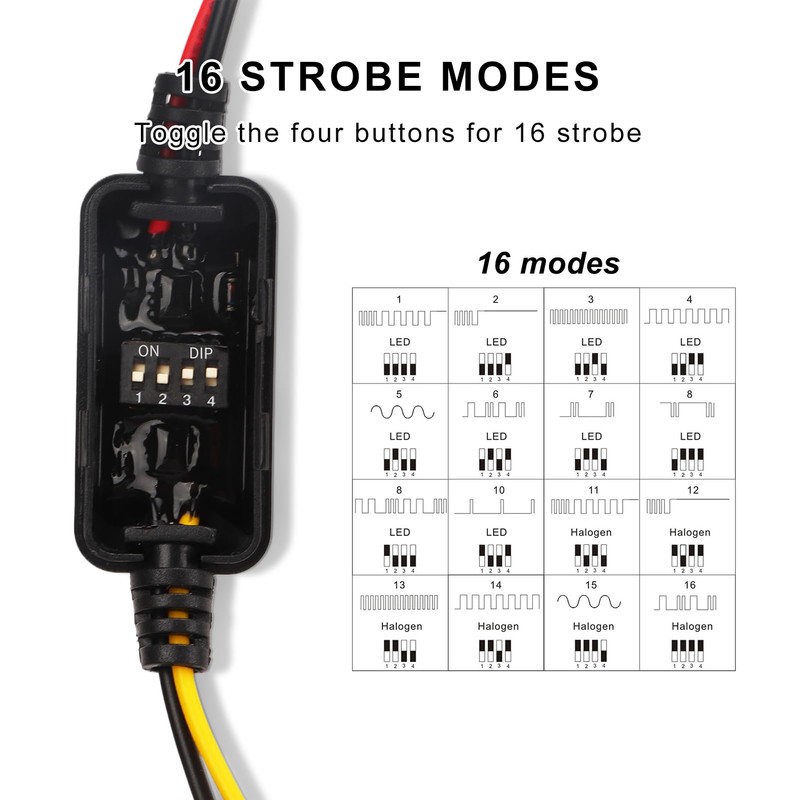 4pcs LED Flash Strobe Controller, 80W Universal DC9‑26V 16 Strobe