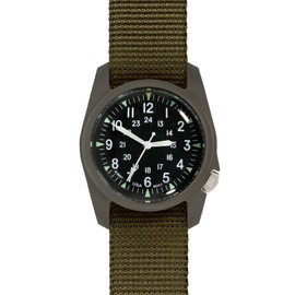 Bertucci Black Dial Dark Olive Case RETROFORM OD Nylon Band Wrist Watch