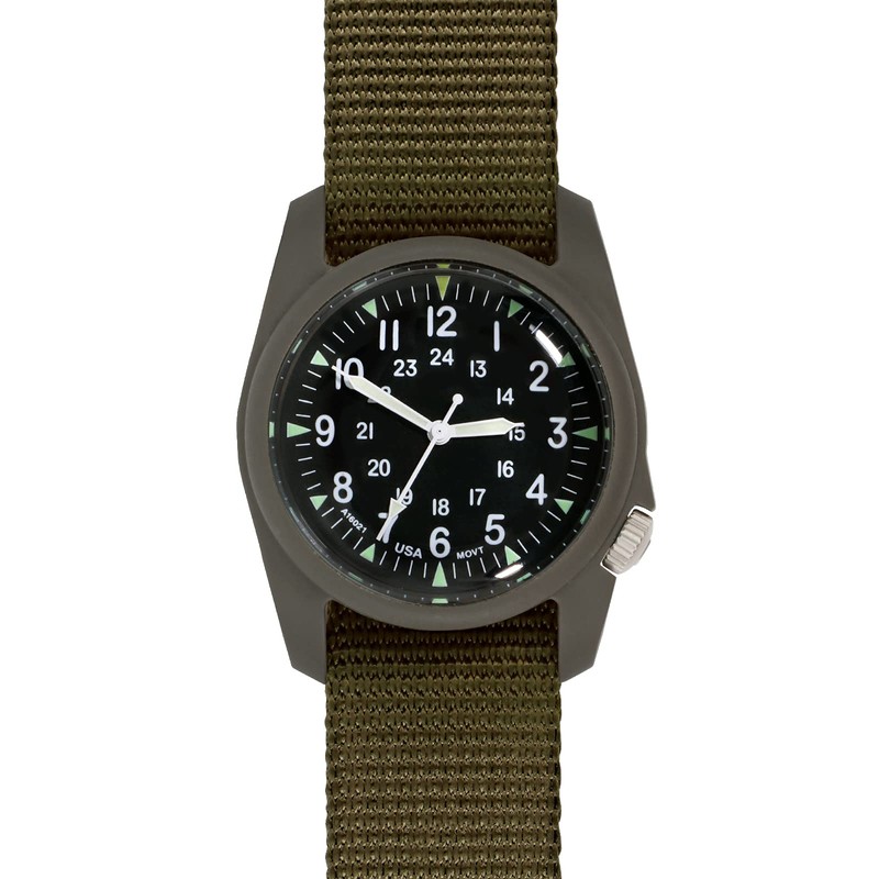 Bertucci Black Dial Dark Olive Case RETROFORM OD Nylon Band