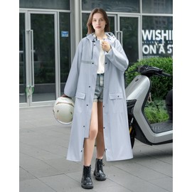 RINJOY Long Hooded Raincoat Safety Waterproof Emergency Reflective with Packable Rain Jacket Poncho for Men Women Adults