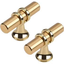 Haliwu 20 Pack Gold Cabinet Knobs, Brushed Brass Cabinet Knobs Kitchen Knobs Champagne Gold Pull Kitchen Hardware, 2 inch(50mm) Single Hole Knobs