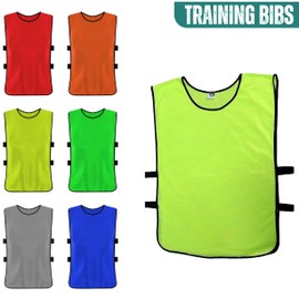 Sterling Sports 12 X Red Training Football Bibs For Adults - Ideal Training Bibs For Football, Basketball, Soccer, Netball, Rugby, Cricket & Hockey – Perfect Training Vest (Junior, Yellow)