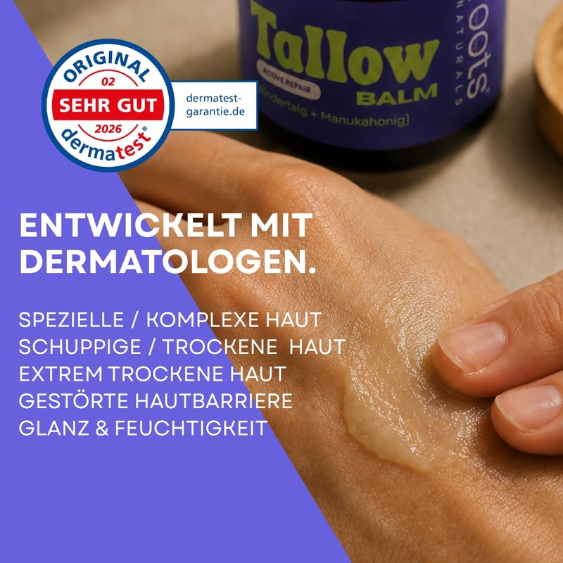 roots NATURALS Tallow Beef Tallow, Honey Balm, Foot Cream