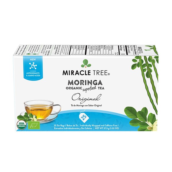Miracle Tree - 6 Count of Organic Moringa Superfood Tea, 25 Individually Sealed Tea Bags, Original
