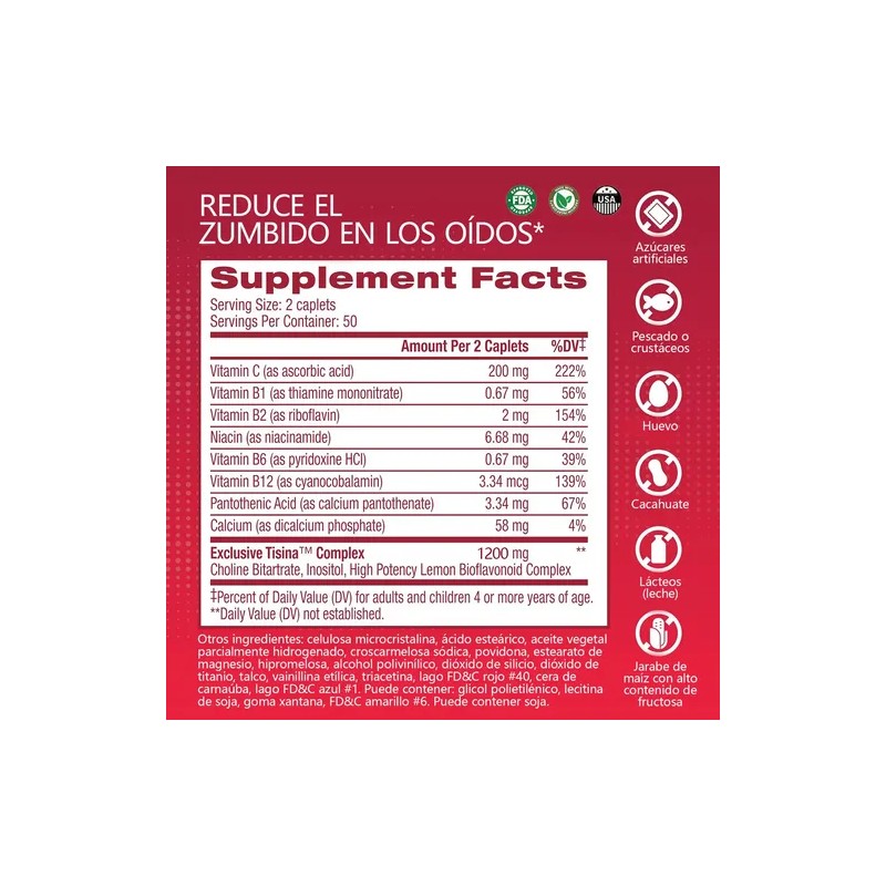 Mvpcare Alivio Zumbido Oídos 1200mg Suplemento Vitamina Complejo Bclínicamente Probado