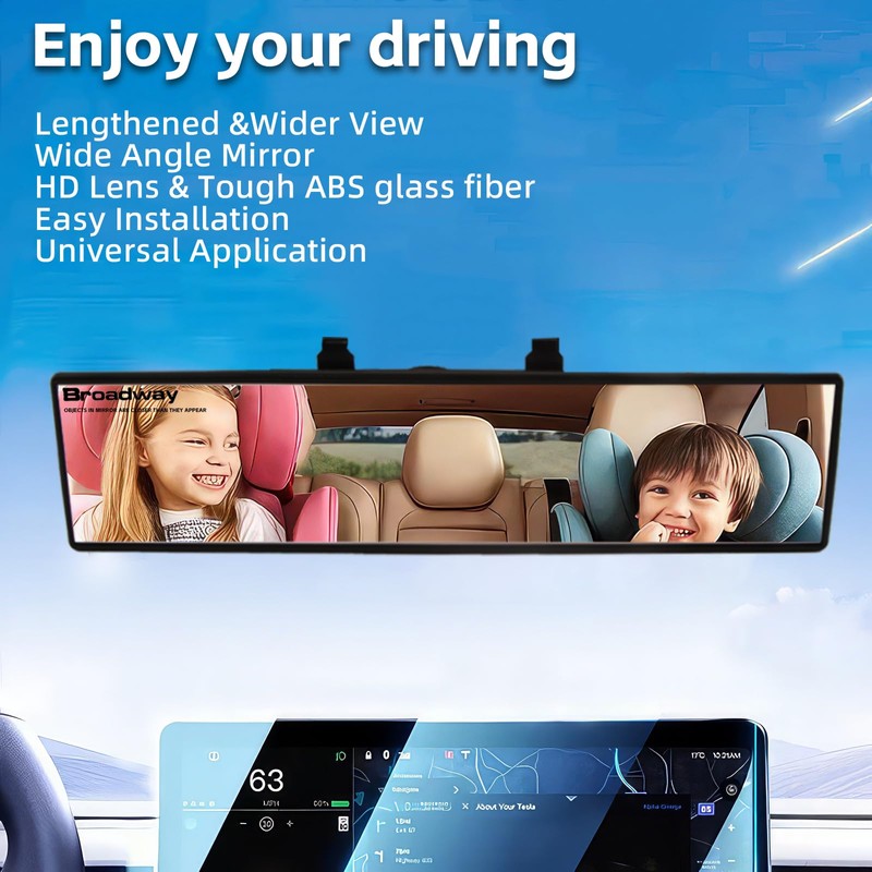 Broadway Car Rear View Mirror HD Anti Glare Universal 12