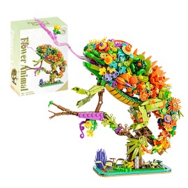 Vziimo Animal Floral Building Set, Flowers & Animals Botanical Collectible Model Kit, Creator Chameleon Toys, Ideas Gifts for Adults, Women, Men, Kids Age 12+ (1232 Pieces)