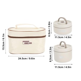 Insulated Lunch Box, Insulated Lunch Container 304 Stainless Steel Sealed Multifunction Portable Round Thermal Box with Thermal Bag Beige 4Pcs (Pissenteor24amhq0s-13)