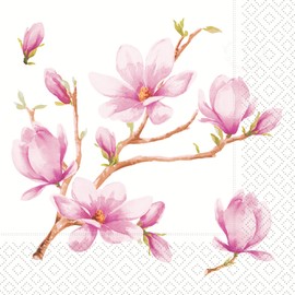 IHR Ideal Home Range Cocktail Napkins Disposable 3-Ply Paper Party Napkin Pack, 5" x 5", Pink Magnolia, 20-Count