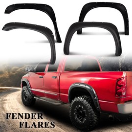 ANDPLAY Pocket-Riveted Fender Flares Compatible With 2002-2008 Dodge Ram 1500 Fit 2003-2009 Dodge Ram 2500 3500 [Not Fit 2006-2009 8ft Long Bed Models & Not Fit Dually Models] Textured 4PCS