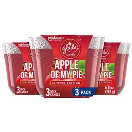 Glade Candle Apple of My Pie, Fragrance Candle Infused with Essential Oils, Air Freshener Candle, 3-Wick Candle, 6.8oz, 3 Count