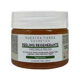 Nuestra Tierra Cosmética Mascarilla Peeling Regenerante, con Ácido Glicólico, Células Madre Vegetales y Ácido Hialurónico Vegano, 100ml