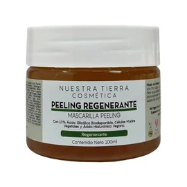 Nuestra Tierra Cosmética Mascarilla Peeling Regenerante, con Ácido Glicólico, Células Madre Vegetales y Ácido Hialurónico Vegano, 100ml