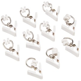 GARDINIA 20 x White T Roller Rings for Curtain Rails, Curtain Rings, with Plastic Clips for T Rails, White